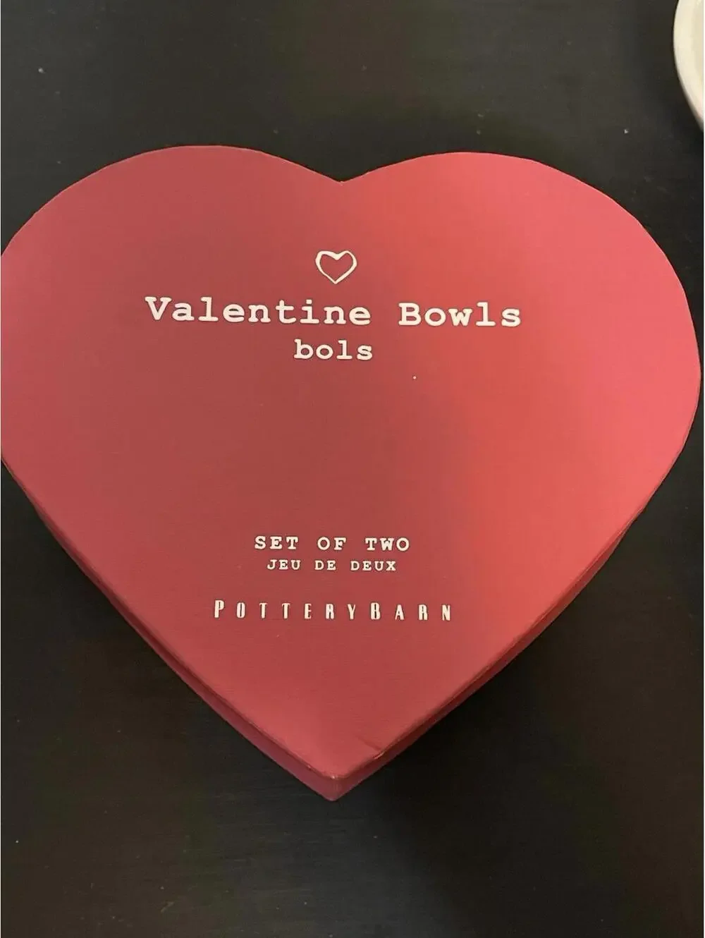 Pottery Barn Valentines heart Dishes set Of 2 New In Box